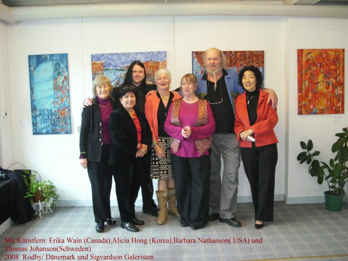 Mit Knstlern:Erika Wain(Canada),Alicia Wong(Korea,Barbara Nathanson(USA)und Thomas Johanson (Schweden)und Galeristen Sigvardson. 